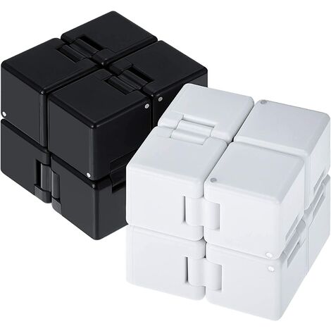 2 Packs Cube Infinity Fidget Toys Fidget Blocks, Mini Infinity Cube Desk Toy Stress Relief Toys, Cube ADHD Desk Toy for Kids and Adults, Sensory Toys for Autistic Children (Noir, Blanc)