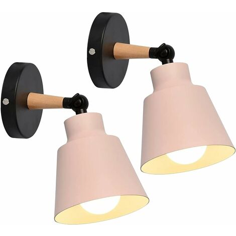 2 Packs Industrial Vintage Wall Sconces Ceiling Light Fixtures E27 Metal Adjustable Retro Indoor Wall Lamp for Bedroom Kitchen Restaurant (Pink)