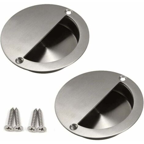 2 Packungen gerollte Schiebetürgriffe, 90 mm Edelstahl, runder Fingergriff, runder Fingergriff mit Befestigungsschrauben
