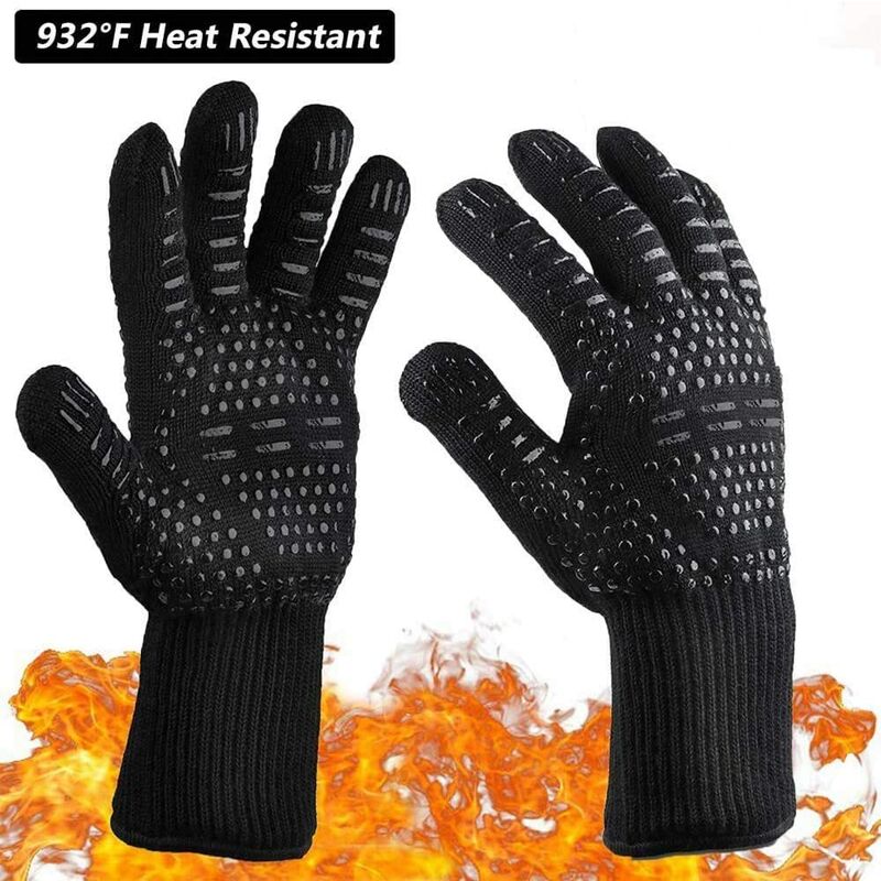 2 paia di guanti per barbecue in silicone