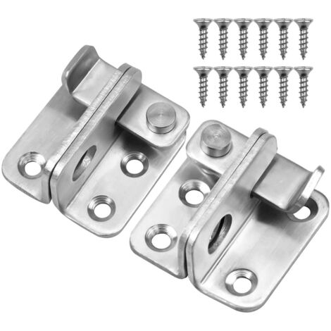 2 paires (4pcs) Loquet de Portail Acier Inoxydable droite et gauche Cadenas Moraillon Verrou de Porte de Loquet de Porte pour Toilettes Fenêtres Meubles Animal Domestique Verrou de Portail