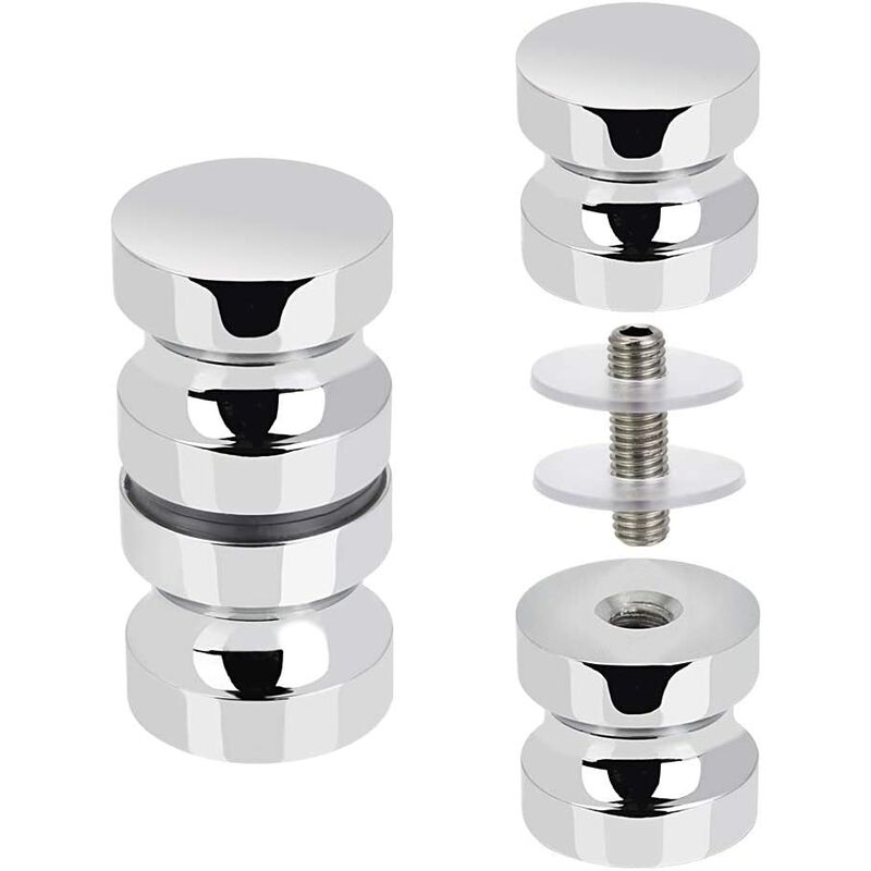 2 Paires Bouton de Porte de Douche Bouton de Porte Inox Poignées de Porte de Douche Rondes Poignée de Porte en Verre pour Salle de Bain, Cuisine,