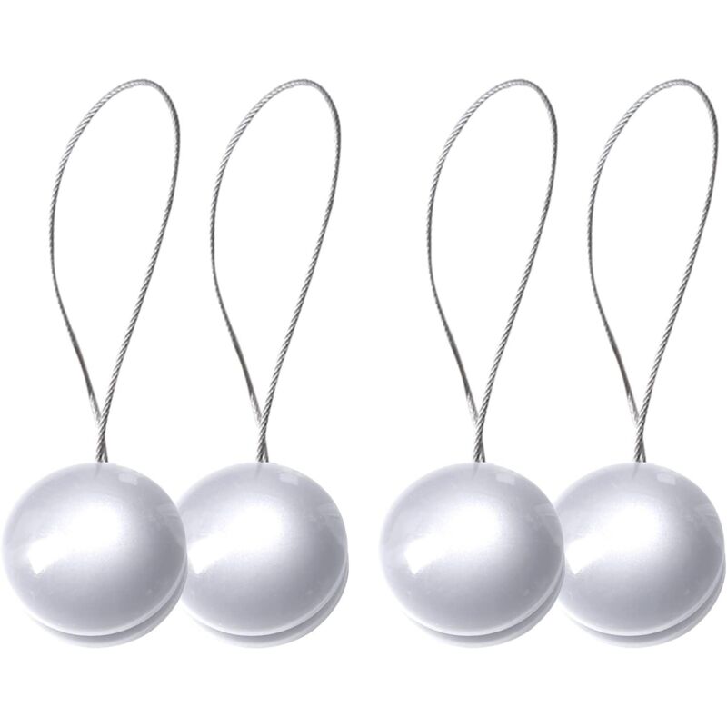 2 paires d'attaches magnétiques pour rideaux, 45 cm, décoratives, pour chambre, salon, bureau, argentées