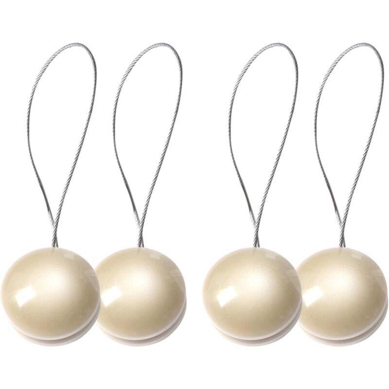 2 paires d'attaches magnétiques pour rideaux, 45 cm, décoratives, pour chambre, salon, bureau, beige