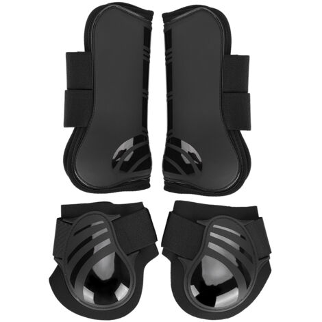 2 paires de bottes de cheval élastiques épaisses en PU, bottes avant et arrière, protection des jambes pour l'entraînement, le saut, noir L