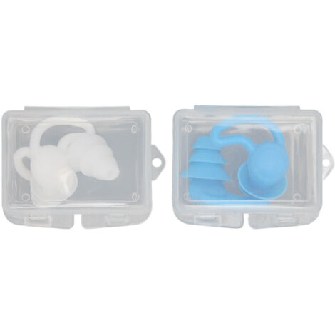 2 Paires de Bouchons d'Oreilles en Silicone Réutilisables, Lavables pour Dormir et Nager avec Boîte de Rangement
