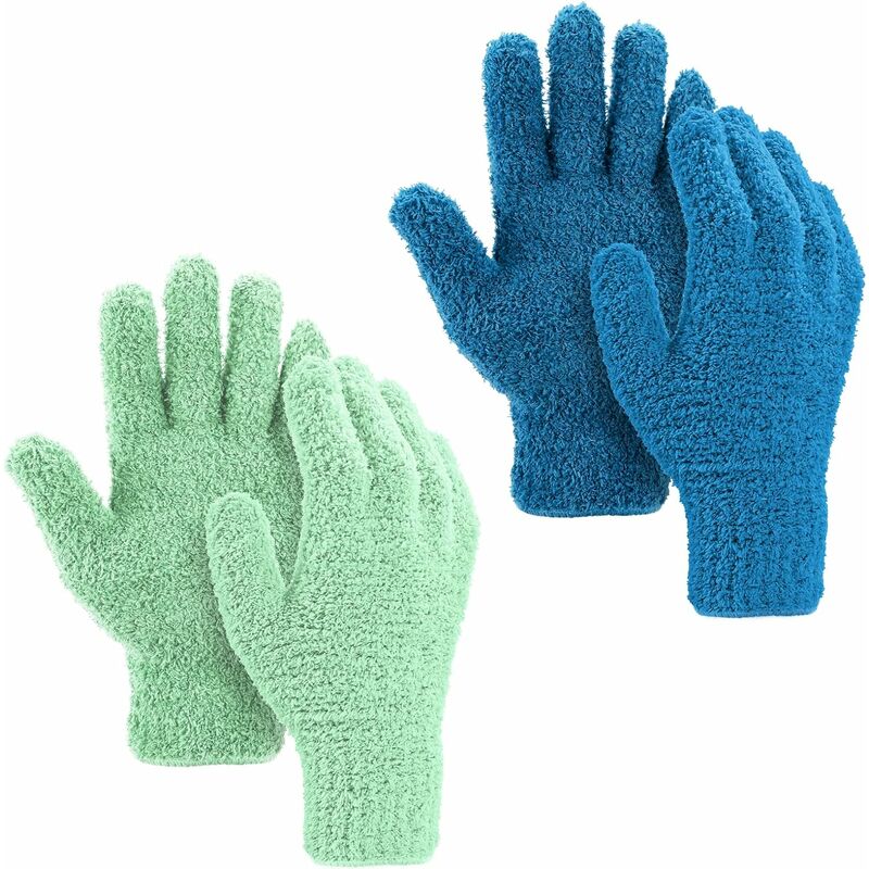 Linghhang - 2 paires de gants d'époussetage en microfibre d'hiver, gants de nettoyage ménager, gants de nettoyage d'époussetage, gants en microfibre