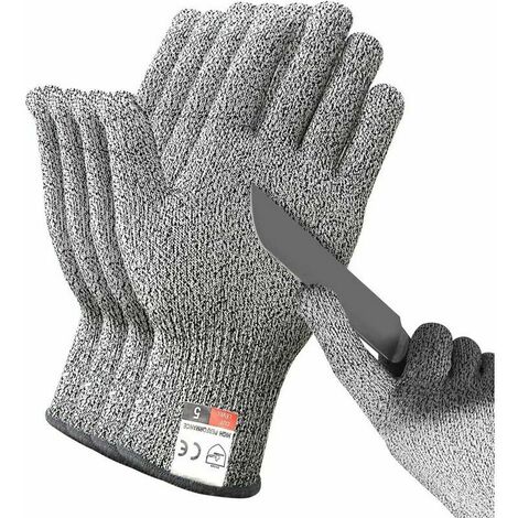 2 Paires de Gants Résistants aux Coupures, Gants Anti-Coupures de Niveau 5 Certifiés EN 388, Gants de Travail de sécurité pour Cuisine, Butcher, Jardinage, Bricolage, L Gray