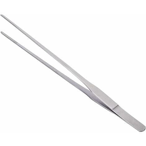 2 Paires de pinces en acier inoxydable 27cm longues droites / incurvées avec une extrémité dentelée de précision pour l'aquascaping, le jardinage, la cuisine, le travail industriel