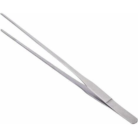 2 Paires de pinces en acier inoxydable 27cm longues droites / incurvées avec une extrémité dentelée de précision pour l'aquascaping, le jardinage, la cuisine, le travail industriel