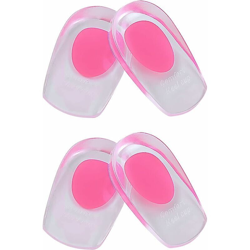 2 paires de talonnettes en gel de silicone pour le traitement de la fasciite plantaire, de l'épine calcanéenne et des douleurs du tendon d'Achille