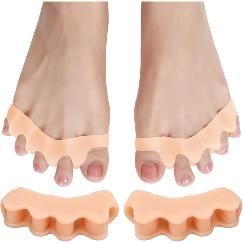 Fitags - 2 Paires Écarteur D'orteil, Séparateurs D'orteils, Correcteur D'orteil, Correction de l'hallux Valgus 7 x 1.5 cm (Couleur Chair)——