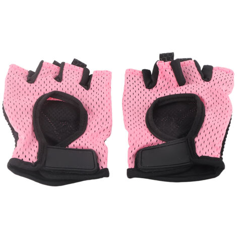 2 Paires Gants Fitness Demi-Doigts Antidérapants Élastiques pour Yoga Aérien et Musculation (Rose)