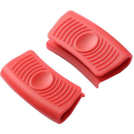 2 Paires Support Poignée en Silicone d'Assistance Poignée Pot Isolée Thermiquement Manchons rouge