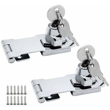 2 Pairs Moraillons de Verrouillage en Alliage de Zinc 80mm de Porte Loquet avec Cadenas et Clé Moraillon de Fermeture