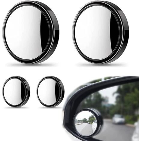 2 Pairs Wide Angle Rearview Mirror, Car Blind Spot Mirror, 360° Round Convex Wide Angle Car Mirror HD Crystal Glass Waterproof Durable Safe for Blind Spots Universal