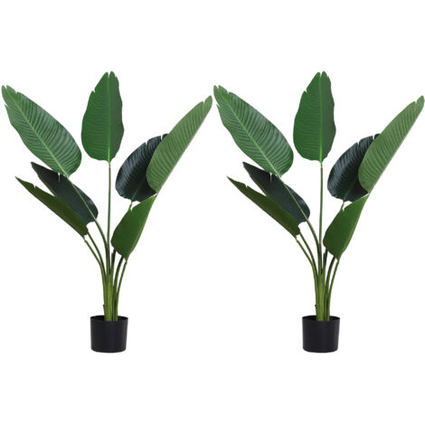 2 palmas artificiales 120 cm plantas artificiales árboles artificiales con 7 hojas y maceta para decoración hogar oficina salón verde
