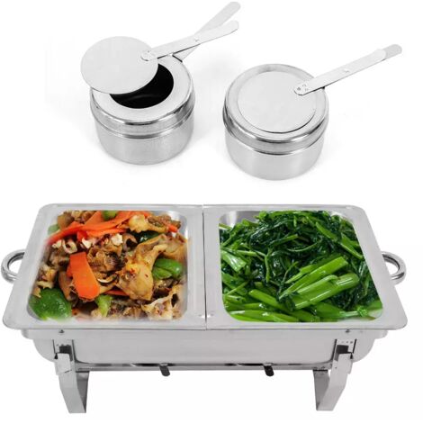 2 Pan Stainless Steel 7.5L Chafing Dish Set Party Buffet Cater Food Warmer Tool For Events, Buffets, Hotels