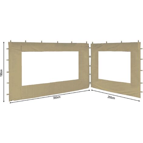 2 paneles laterales con ventana de PE 250 / 350x190cm Beige para Gazebo 3x4m