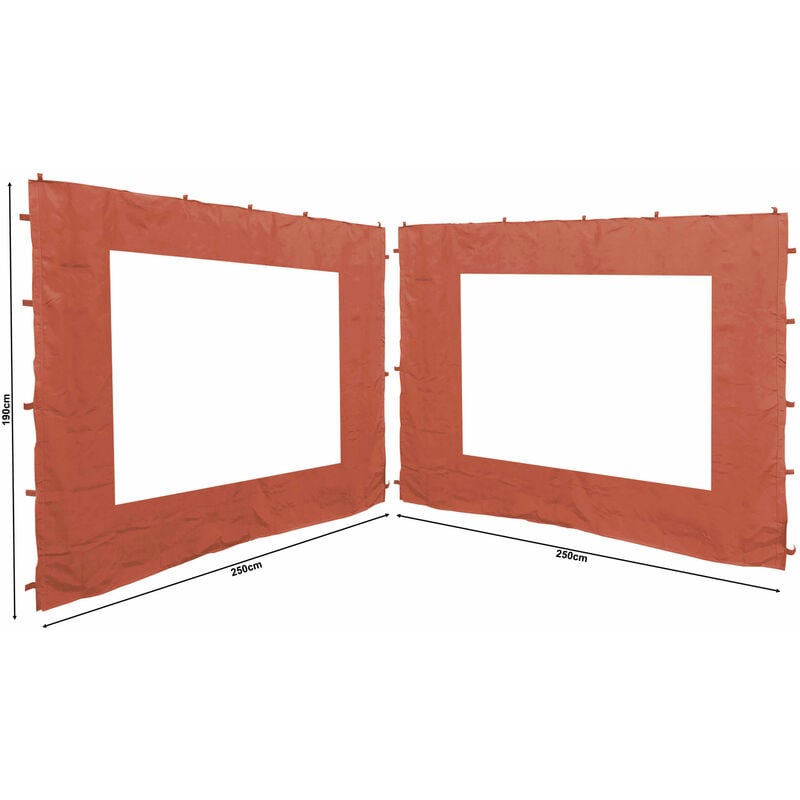 

2 paneles laterales con ventana de PE 250x190cm Naranja-Rojo para Gazebo 3x3m