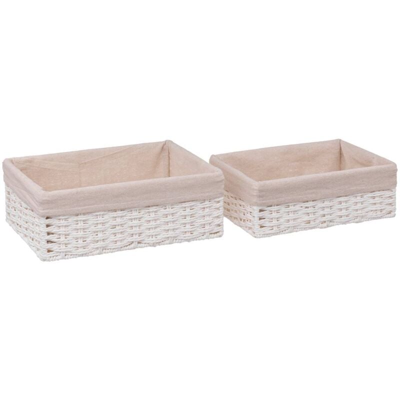 2 paniers de rangement vannerie blanc - 5five
