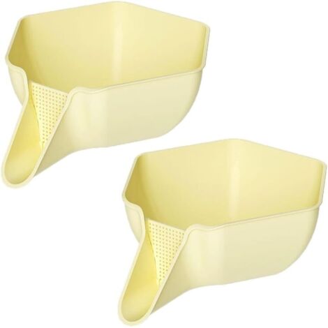 2 paniers d'égouttage multifonctionnels avec tamis filtrants, panier d'égouttage amovible en plastique avec bec verseur (jaune)