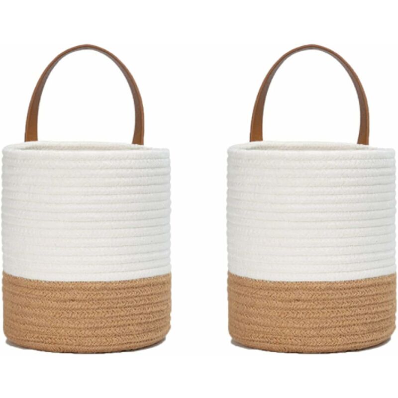 2 Paniers à Plantes Tissés en Corde de Coton, Ensemble de Panier Mural Tissé Suspendu, Corde de Coton Panier, pour Pot de Fleurs Coton Stand Home