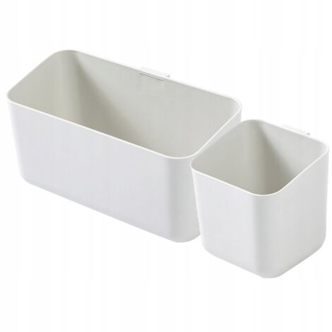 2 Paniers Rangement Suspendus Salle Bain Blanc ABS