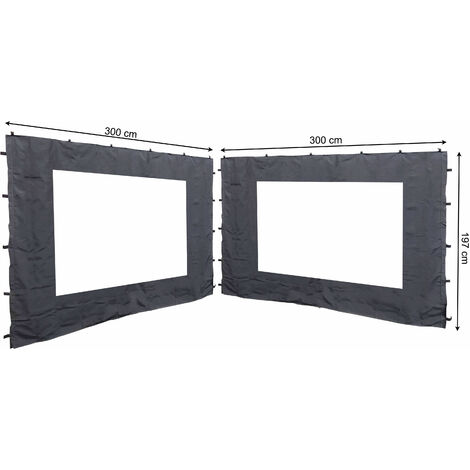2 panneaux latéraux avec fenêtre PE 300x197cm Anthracite pour Gazebo 3x3m