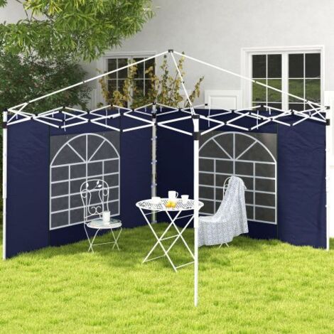 2 panneaux latéraux pour tonnelles 3x3m et 3x6m, avec fenêtres et porte, toile Oxford bleue pour fêtes de jardin