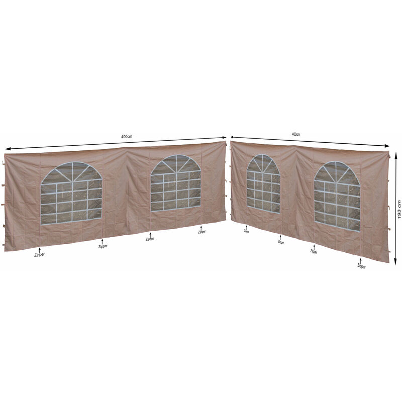 2 panneaux latéraux avec fenêtre pvc pour pavillon salon Sahara 4x4m paroi latérale beige