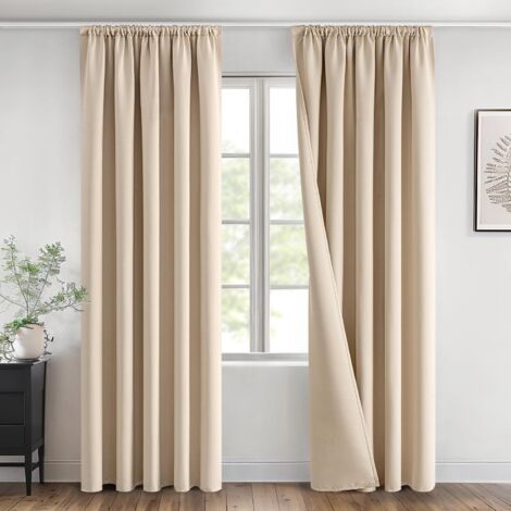 2 Panneaux Rideau Occultant, Thermique Isolant, Galon Fronceur, Pour Salon Chambre
