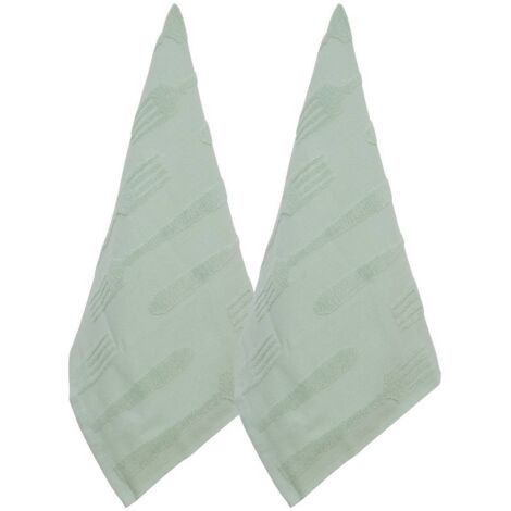 2 paños de cocina de rizo 70x45 verde celadón - Atmosphera créateur d'intérieur