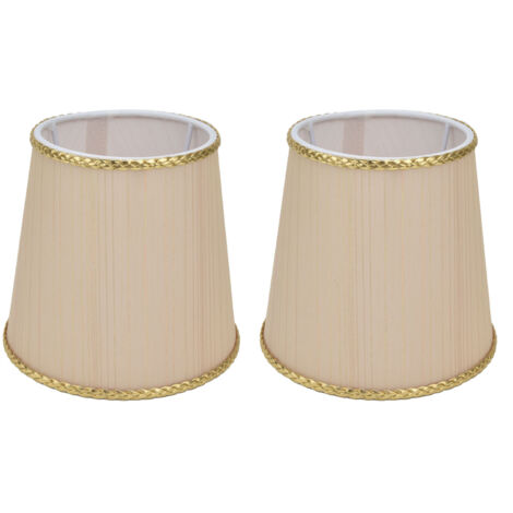 2 pantallas de lámpara de tela color beige dorado para bombillas E14: elegantes y funcionales.