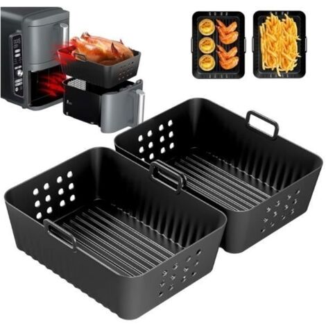 2 Paquet Moule Air Fryer pour Ninja Double Stack XL Friteuse Sans Huile SL400EU, Silicone Moule Accessoires Airfryer Foodi Max - sh