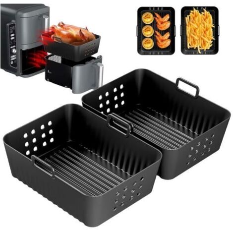 2 Paquet Moule Air Fryer pour Ninja Double Stack XL Friteuse Sans Huile SL400EU, Silicone Moule Accessoires Airfryer Foodi Max - sh