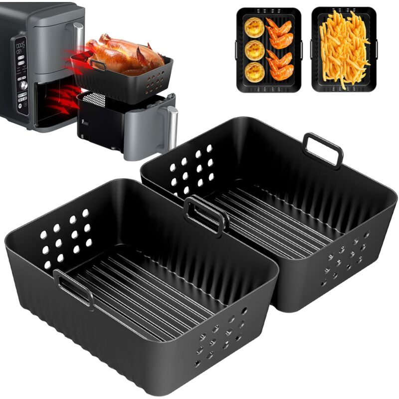 2 Paquet Moule Air Fryer pour Ninja Double Stack XL Friteuse Sans Huile SL400EU, Silicone Moule Accessoires Airfryer pour Foodi Max Dual Zone 9.5L