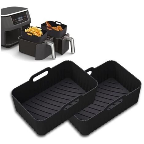 2 Paquet Moule Friteuse à Air Accessoire pour Ninja Foodi AF400EU AF300EU 9.5L, Silicone Airfryer Pot Ultenic MasterPRO