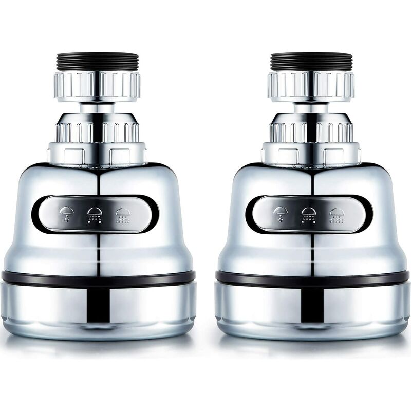 

2 paquetes de cabezal de grifo de cocina móvil Grifo giratorio de 360 ​​grados Grifo rociador de agua giratorio Juego de cables adaptador universal
