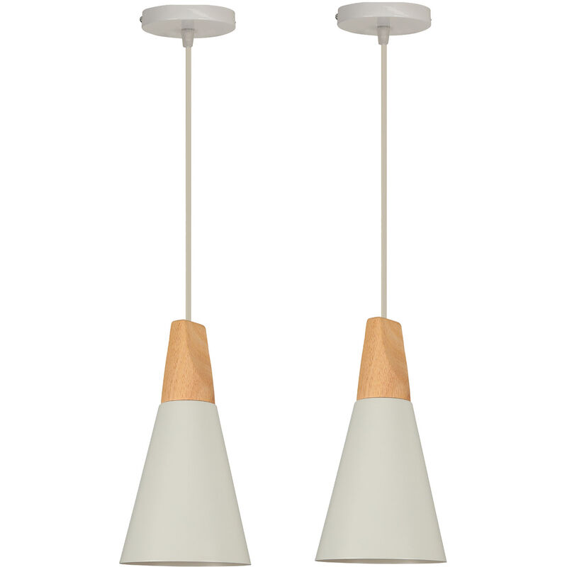 

2 Paquetes Lámpara Colgante Moderna Blanco Pantalla para Lámpara de Metal y Madera, Lustre Diseño Nórdico Lámpara de Techo Estilo Moderno Colgante de