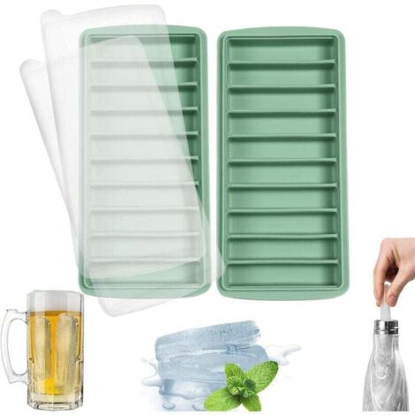 2 Paquets Bacs à Glaçons en Silicone, Faciles à Libérer, Empilables avec Couvercle, 10 cavités, Certifié LFGB et sans BPA, idéal pour Les Sports et Les Bouteilles d'eau. (Lot de 2, Gris)