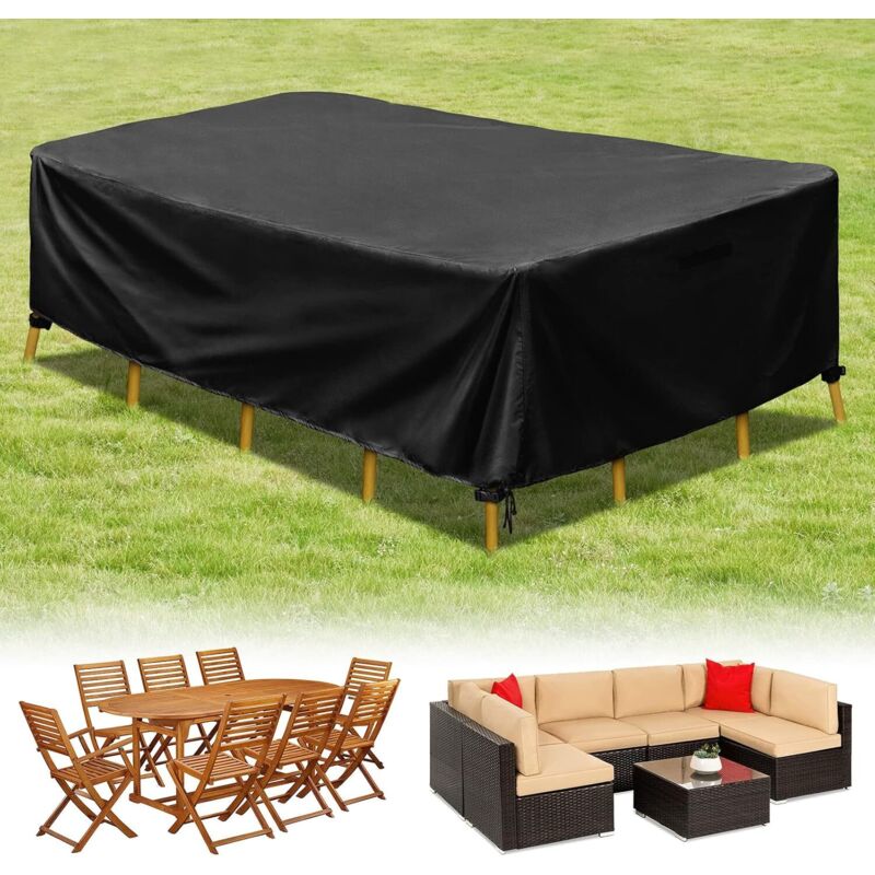 Housse de protection gris foncé - Bâche rectangulaire en polyester enduit PA pour tables de jardin，155×95×68cm