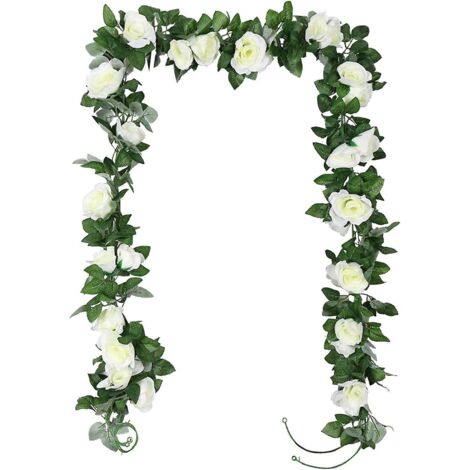2 Paquets De Vignes De Roses Artificielles (blanches De 2,2 M), Faux Art Floral, Dcoration Intrieure Suspendue Extrieure, Cuisine  Domicile, Jardi