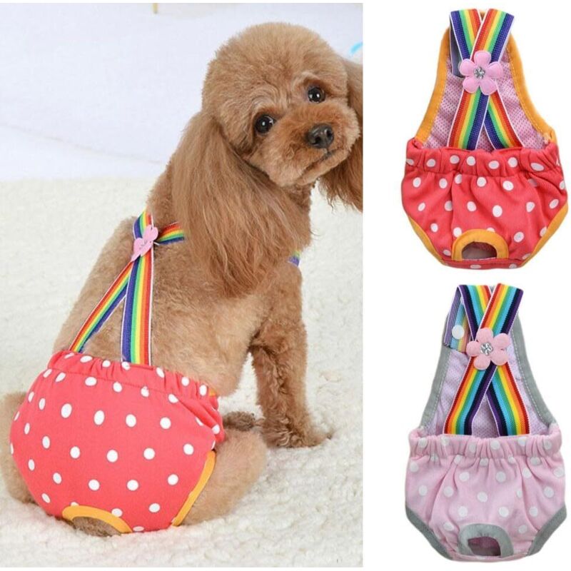 2 Paquets Taille: m Pantalons Hygiéniques de Chiots Culotte à Bretelles Couches Physiologiques Pantalon de Sécurité pour Petits Chiens