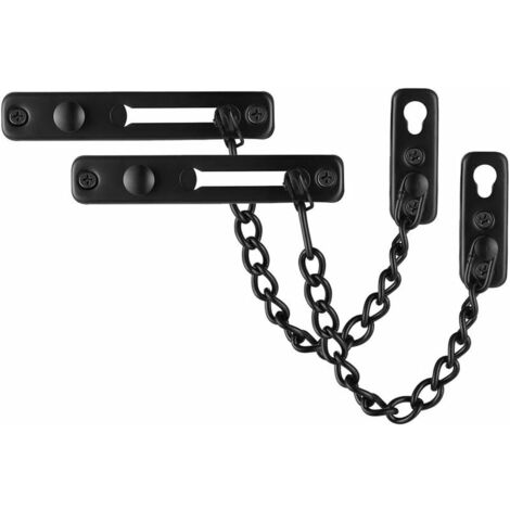 2 paquets Verrou de porte à chaîne noir, protecteur de porte en acier inoxydable avec verrou à pression à ressort antivol, noir mat