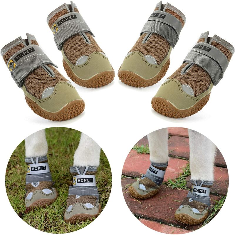 

2 pares de botas protectoras para perros, zapatos impermeables para perros, adecuados para perros medianos y grandes - caqui (talla 2)