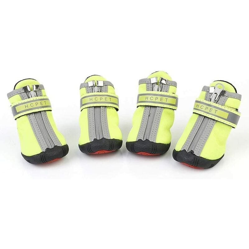 

2 pares de botas reflectantes para perros, botas de protección para perros caniche de peluche brillantes impermeables, zapatos para perros acolchados