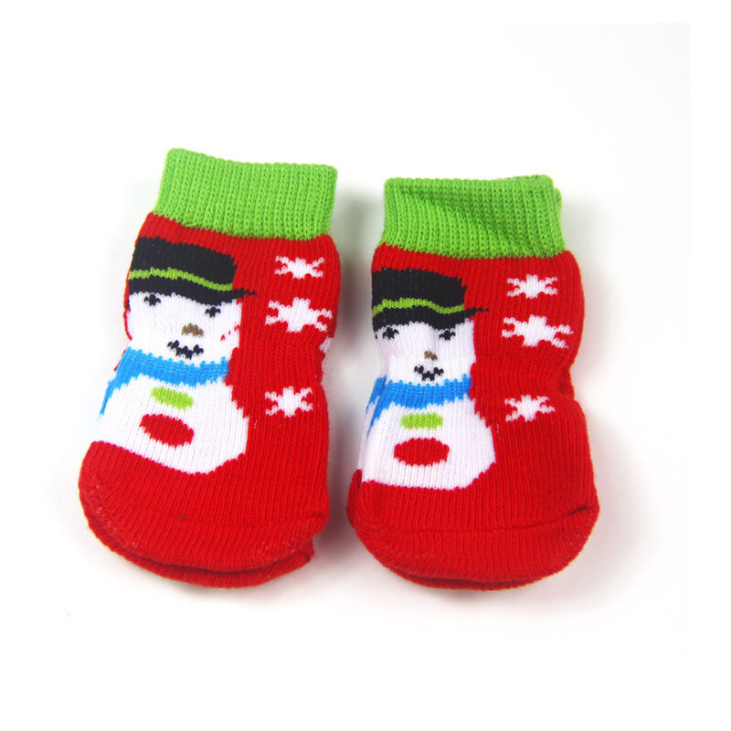 2 pares de calcetines navideños antideslizantes para mascotas, calcetines para zapatos para mascotas, calcetines calientes con fondo