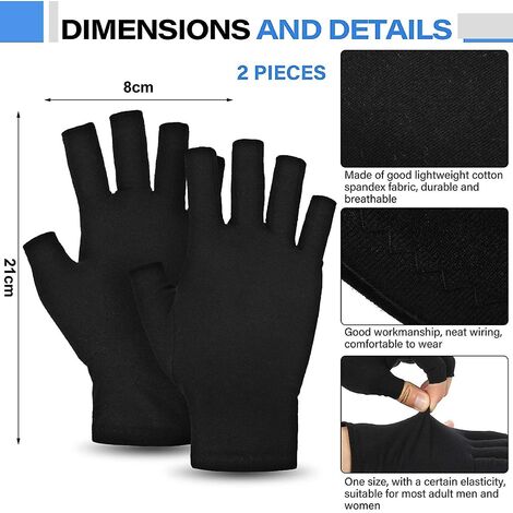 2 pares de guantes de compresión para artritis, guantes sin dedos, guantes antiartritis