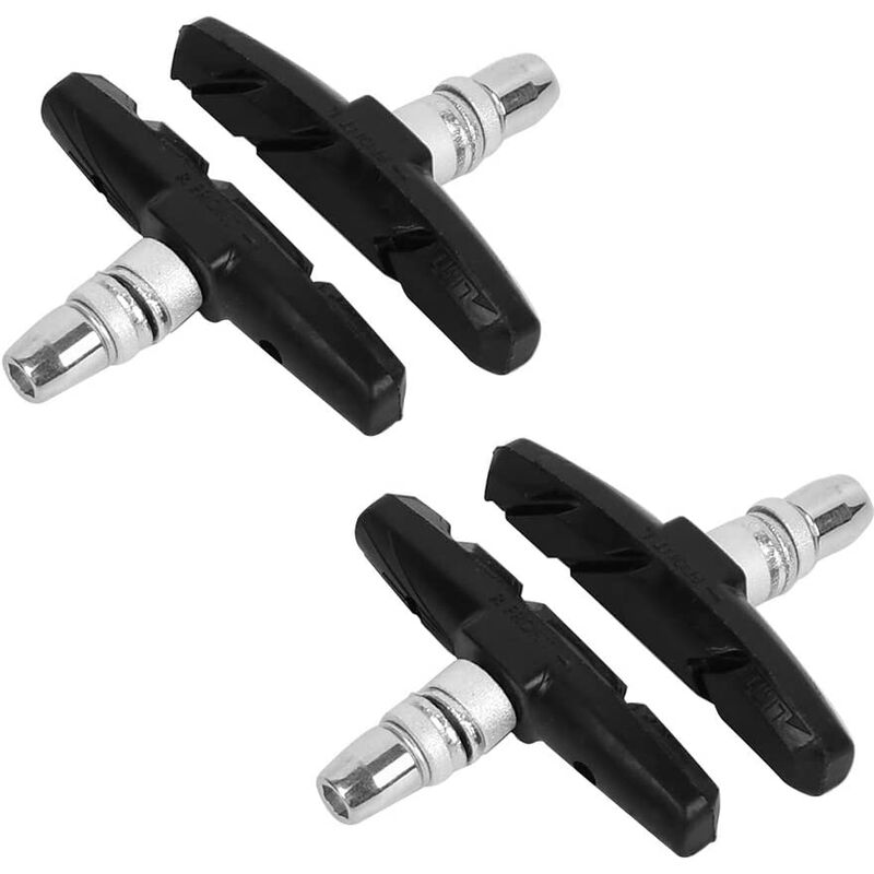 

2 pares de pastillas de freno de goma tipo V silenciosas y resistentes a los arañazos, adecuadas para una variedad de pastillas de freno de bicicleta
